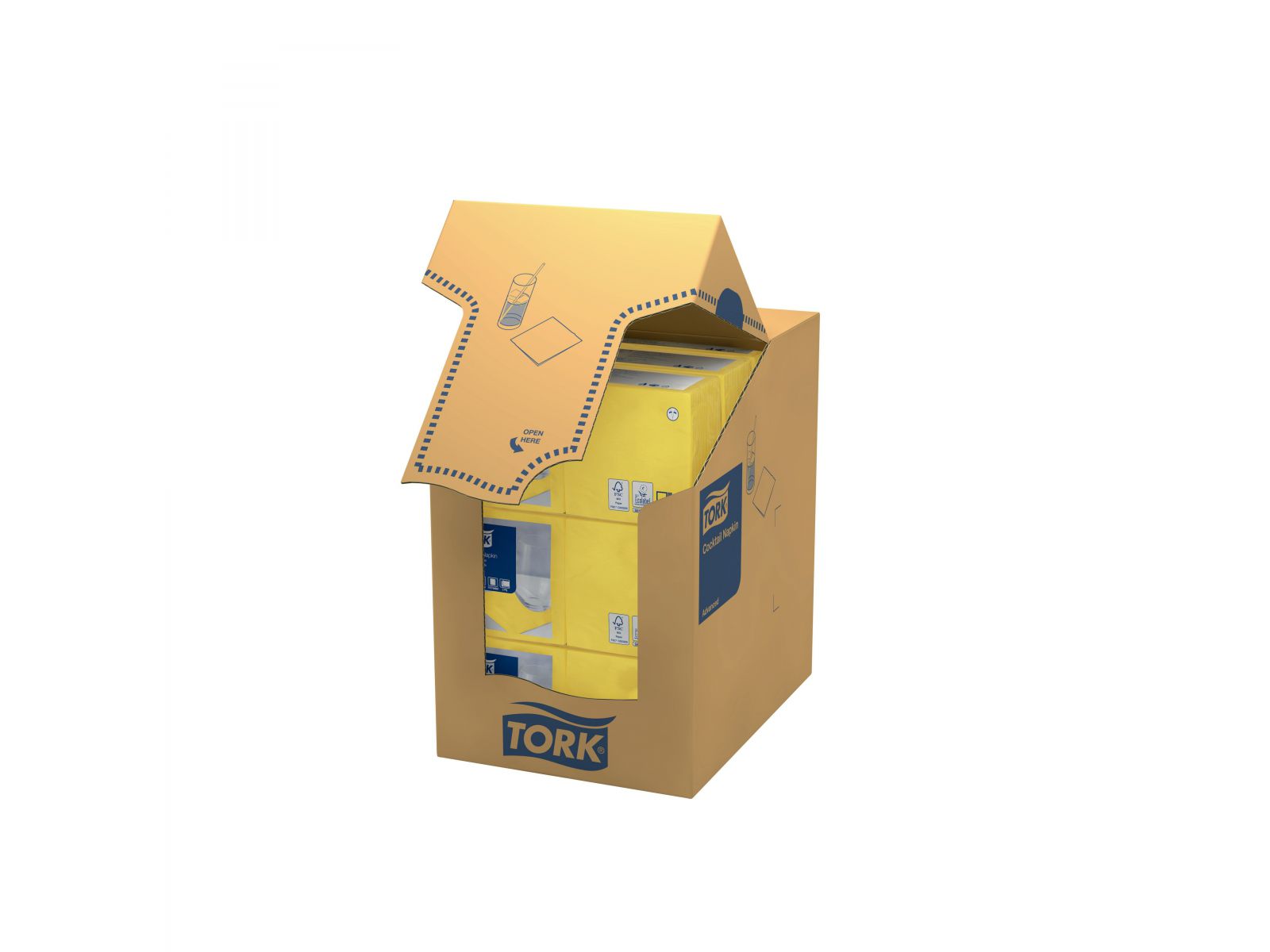 Serwetki Tork 24x24 477823 Ż&oacute;łta Karton 2400 serwetek (12 x 200) Składana 1/4